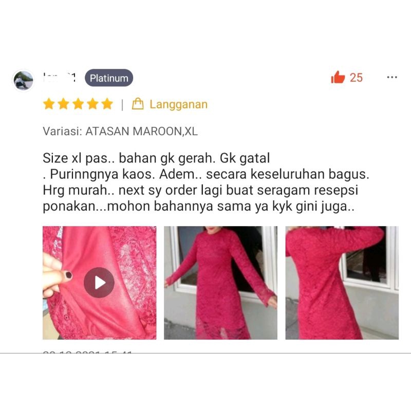 ATASAN KEBAYA BRUKAT TUNIK MODERN JUMBO LD 120 / KEBAYA BROKAT / BAJU KEBAYA BROKAT KURUNG WANITA