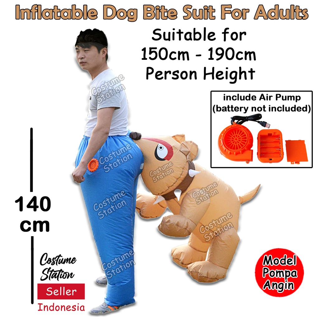 Kostum Dog Bite / Costume Digigit Anjing Hewan Animal Binatang Inflatable pompa angin dewasa