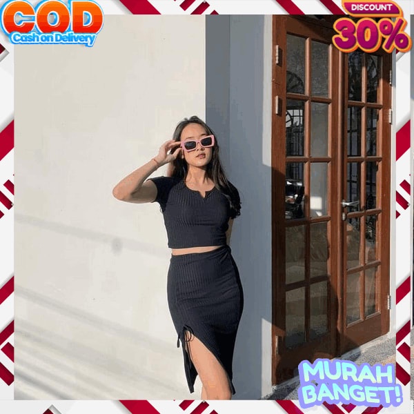 Gaun Malam Santai Deres Pakaian Wanita Import Atasan Casual Kerja Dres Kondangan Baju Sexy Cewek Rem