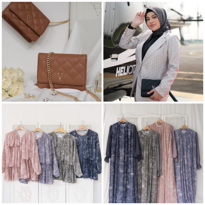SOON (BUKAN PO) Tujedul TJD Bloom Dress Blouse V Bag Coffee Black Blue Atlantis Navy Sage Matcha Den