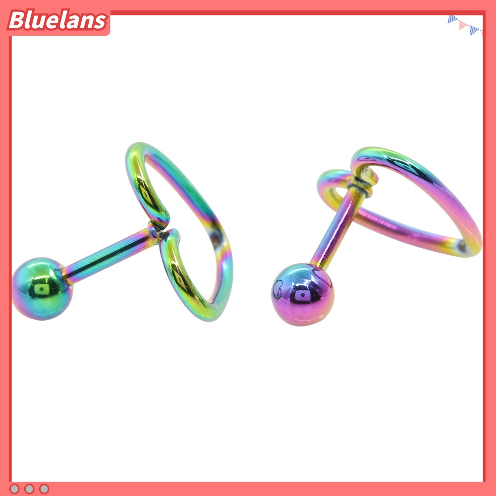 Anting Stud Tindik Bentuk Hati Model Hollow Bahan Stainless Steel Gaya Punk Untuk Wanita