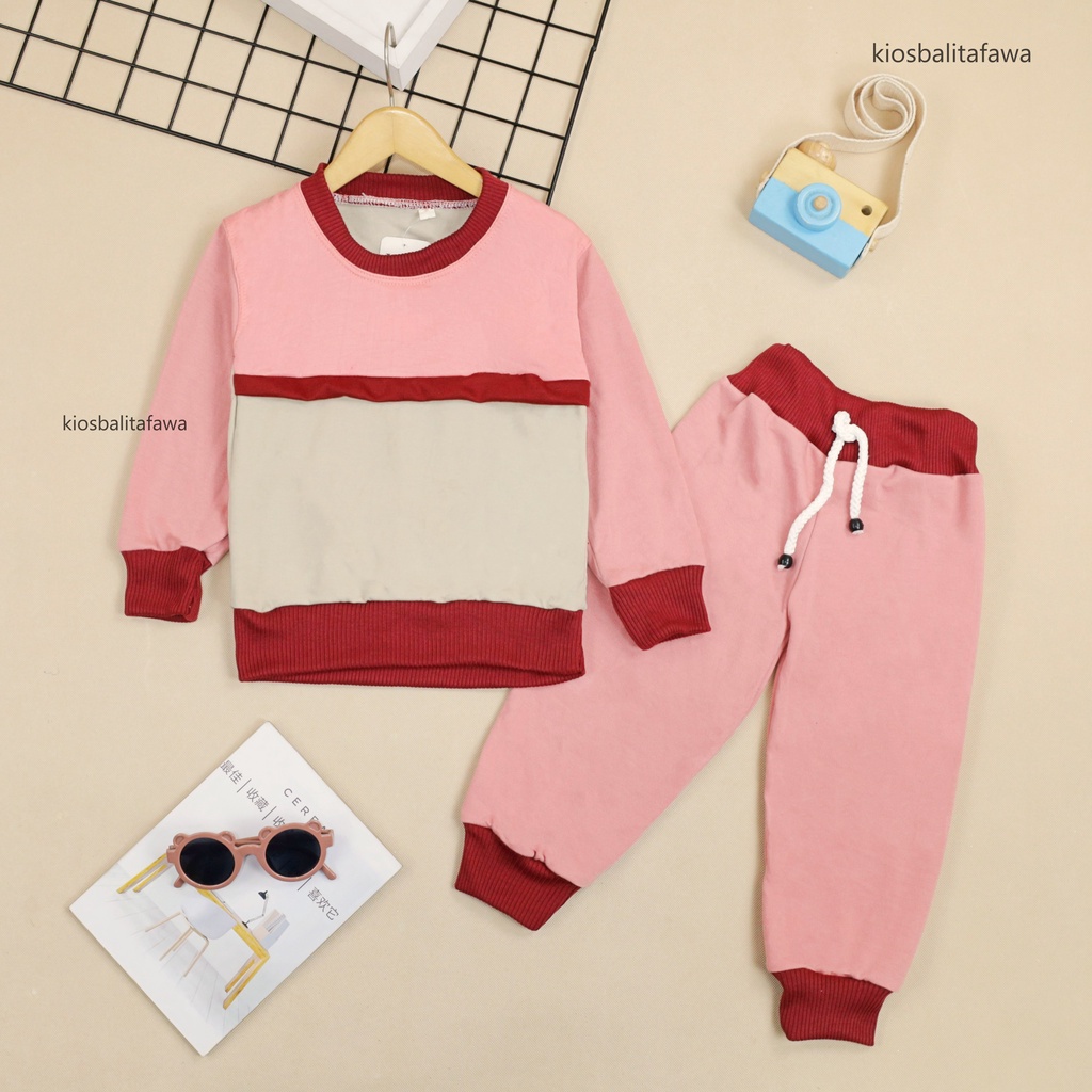 Setelan Nana 1-6 Thn / Baju Lengan Panjang Set Sweater &amp; Jogger Murah Anak Perempuan Bahan Import