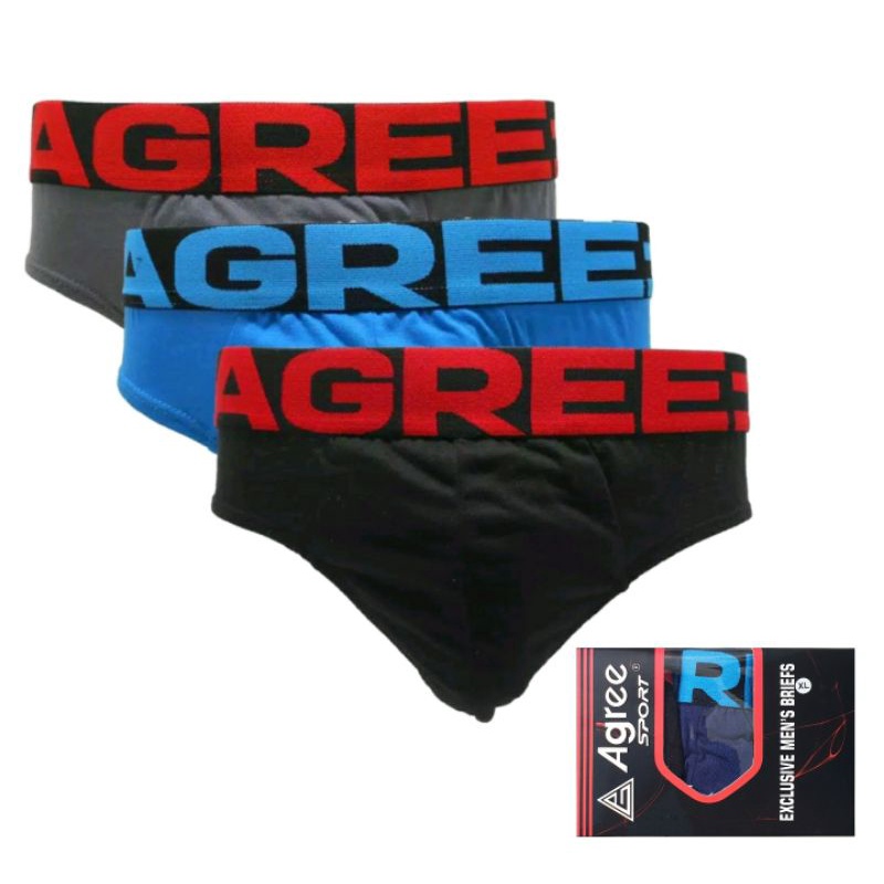 (3 Pcs) Celana Dalam Pria Agree SPORT Karet Boxer CD Segitiga Pria Dewasa isi 3 | Box Biru AGREE 2308 | 2317 | 2327