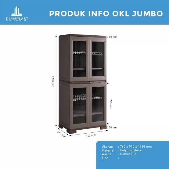 Lemari Plastik Olymplast Kitchen OKL Jumbo Lemari Piring Lemari Dapur Khusus Gosend