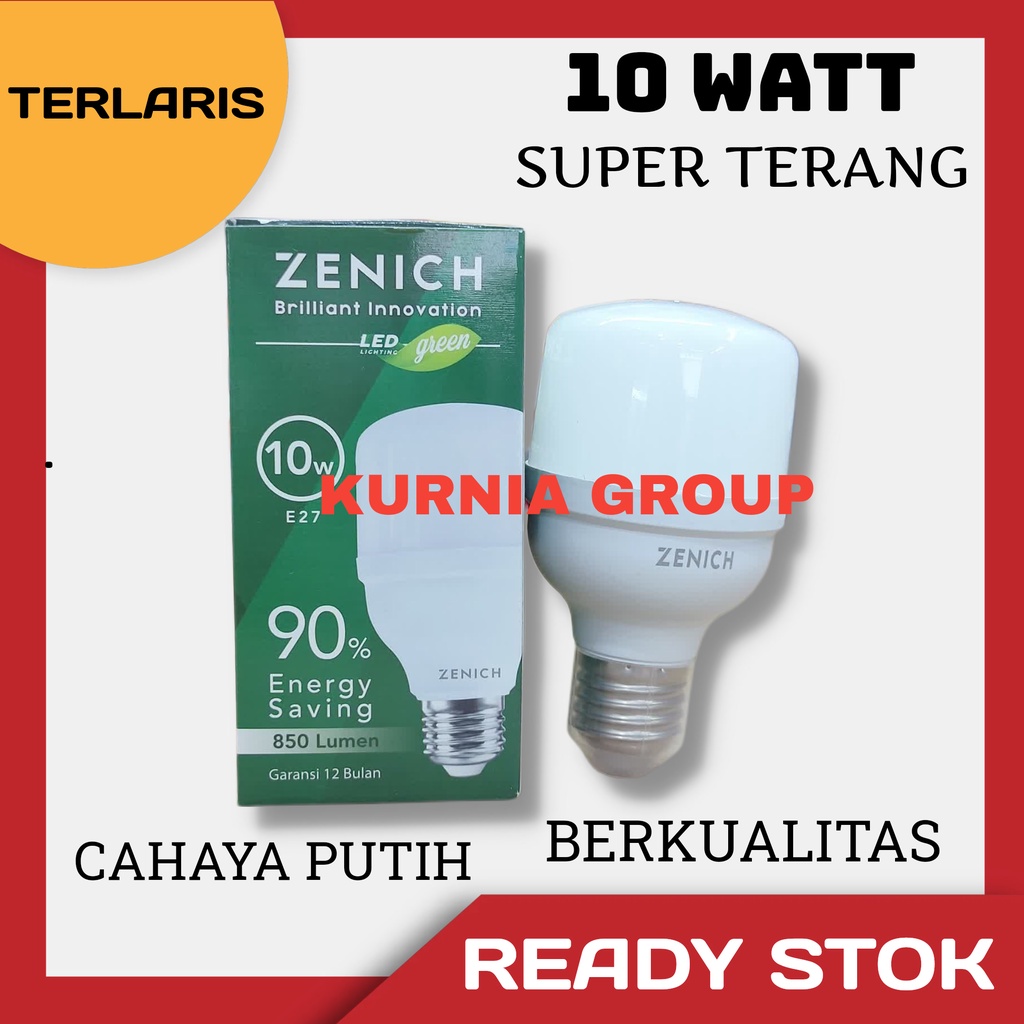 LAMPU LED ZENICH GREEN 10 WATT MURAH KAPSUL TERANG ISTIMEWA KAPSUL PUTIH 10W  E27 TERMURAH TERLARIS