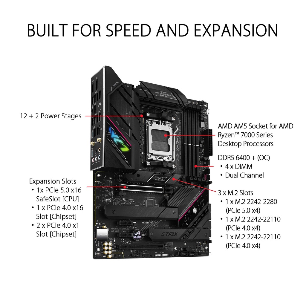 ASUS ROG STRIX B650E-F GAMING DDR5 WIFI | Motherboard AMD AM5 B650 ATX