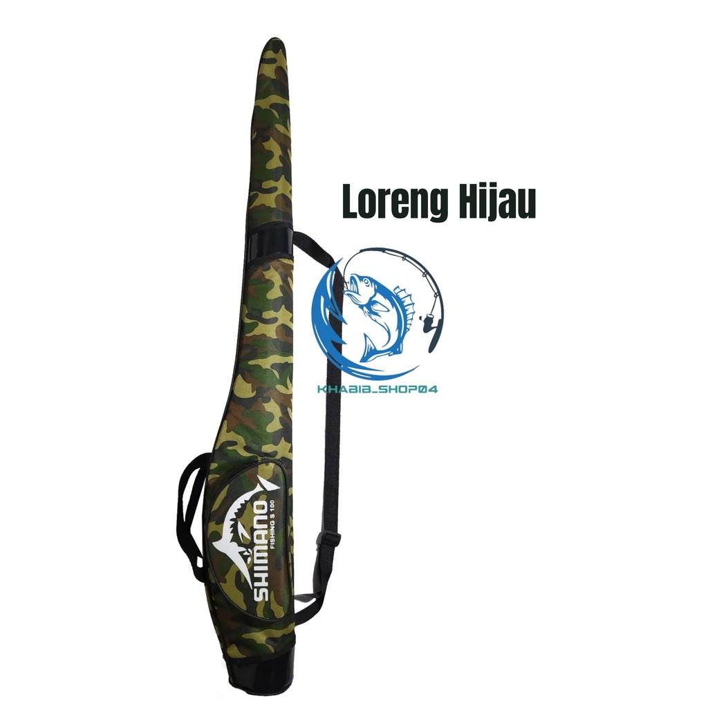 Tas Pancing Shimano Loreng Model Selempang Ukuran 80/100/120 Cm-Loreng Hijau