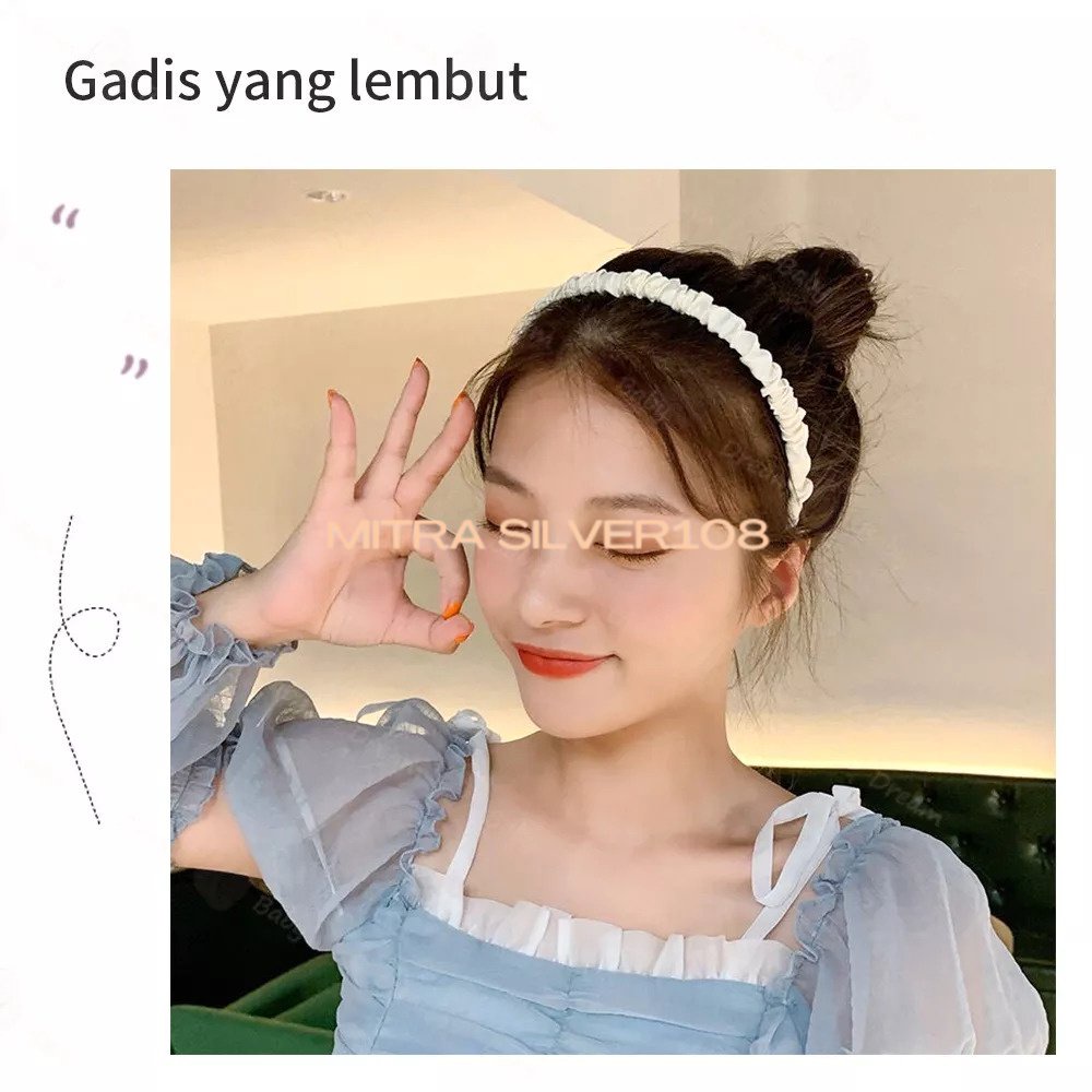 [MS108] BDO 05 - Bando Korea Kerut bahan satin | Bando Scrunchie Korea | Bando Impor