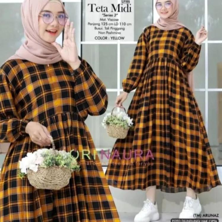 Hot Sale GAMIS MIDI KOTAK PREMIUM // GAMIS MIDI KOTAK WANITA // GAMIS TERBARU