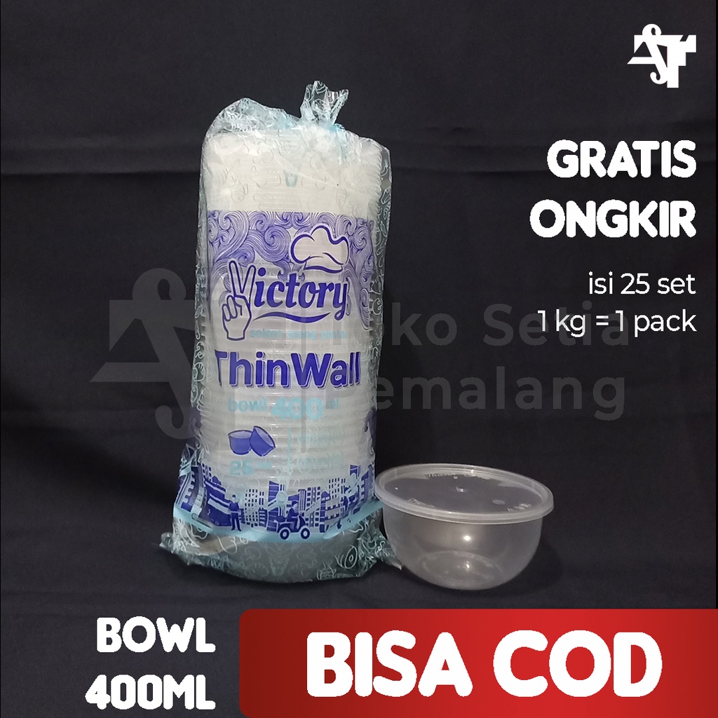 Thinwall 400ml Bulat Mangkok plastik Cup Puding Tempat Bubur Wadah Makan Plastik PER PACK