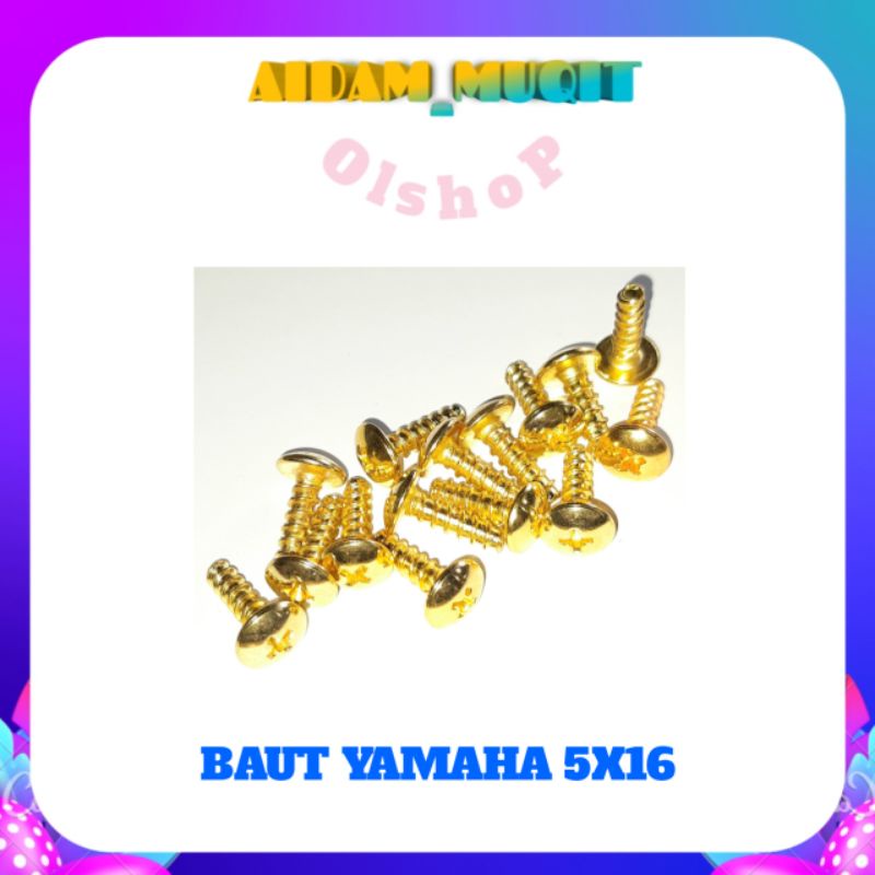 20 PCS BAUT ONLY GOLD BAUT BODY YAMAHA MIO XRIDE JUPITER NMAX BAUT SKERUP YAMAHA MATIC NON MATIC UKURAN M5x16