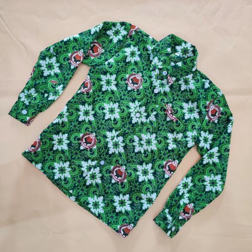 BAJU BATIK MI HIJAU LENGAN PANJANG UNISEX LAKI / PEREMPUAN KELAS 1-6 MI