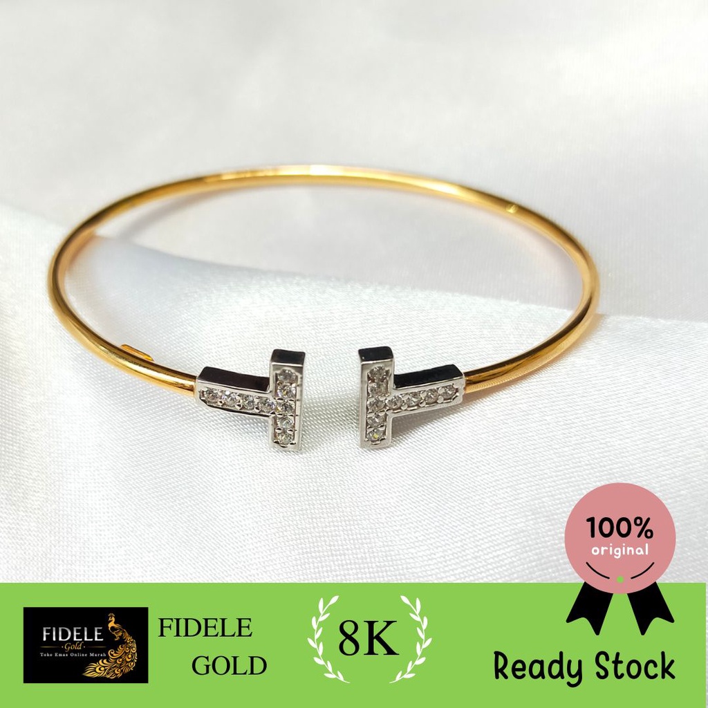 Gelang Tiff*any Emas Putih Emas Kuning Kadar 375  toko emas asli surabaya