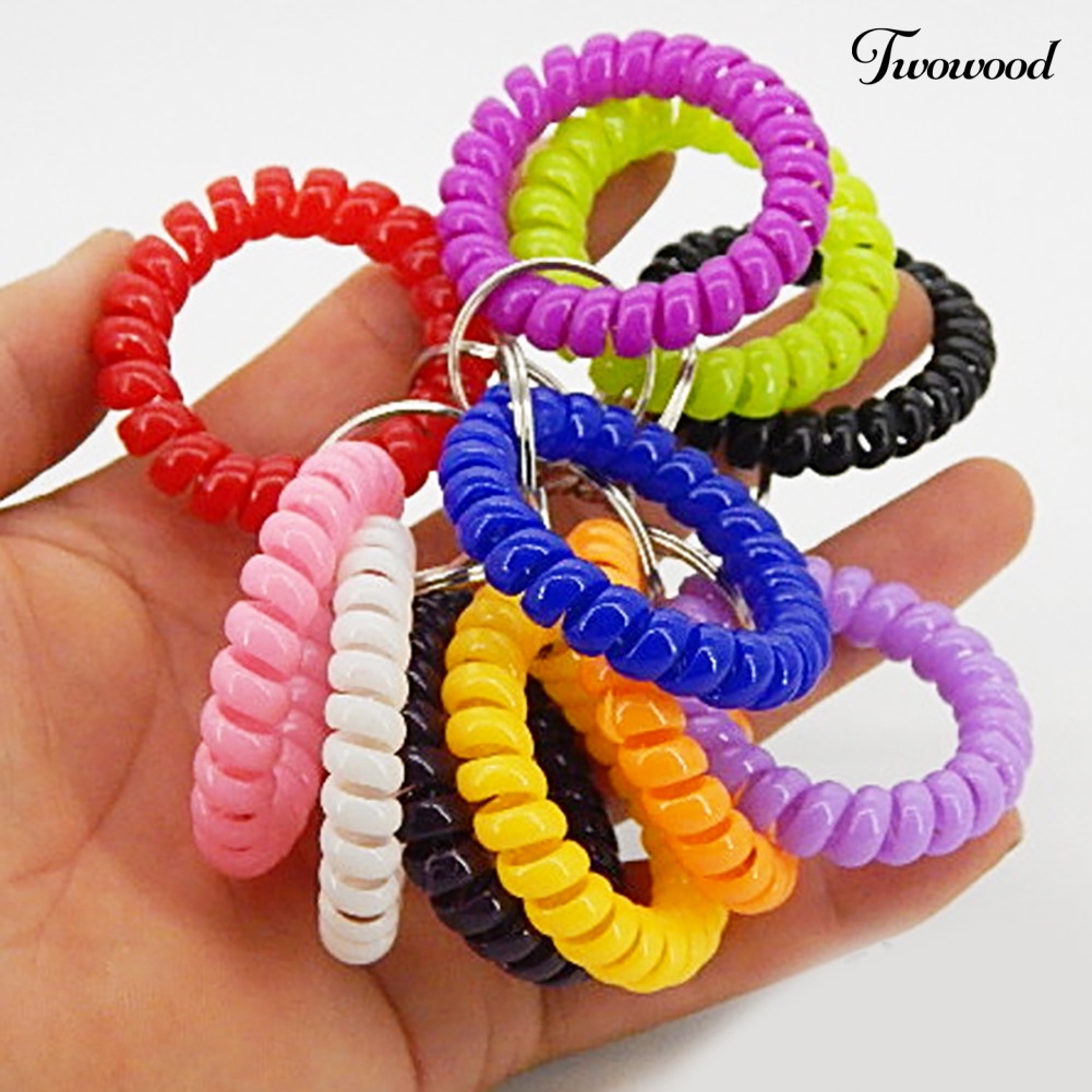 Twowood 6Pcs Gantungan Kunci Spiral Stretch Warna-Warni Untuk Gym / Kolam