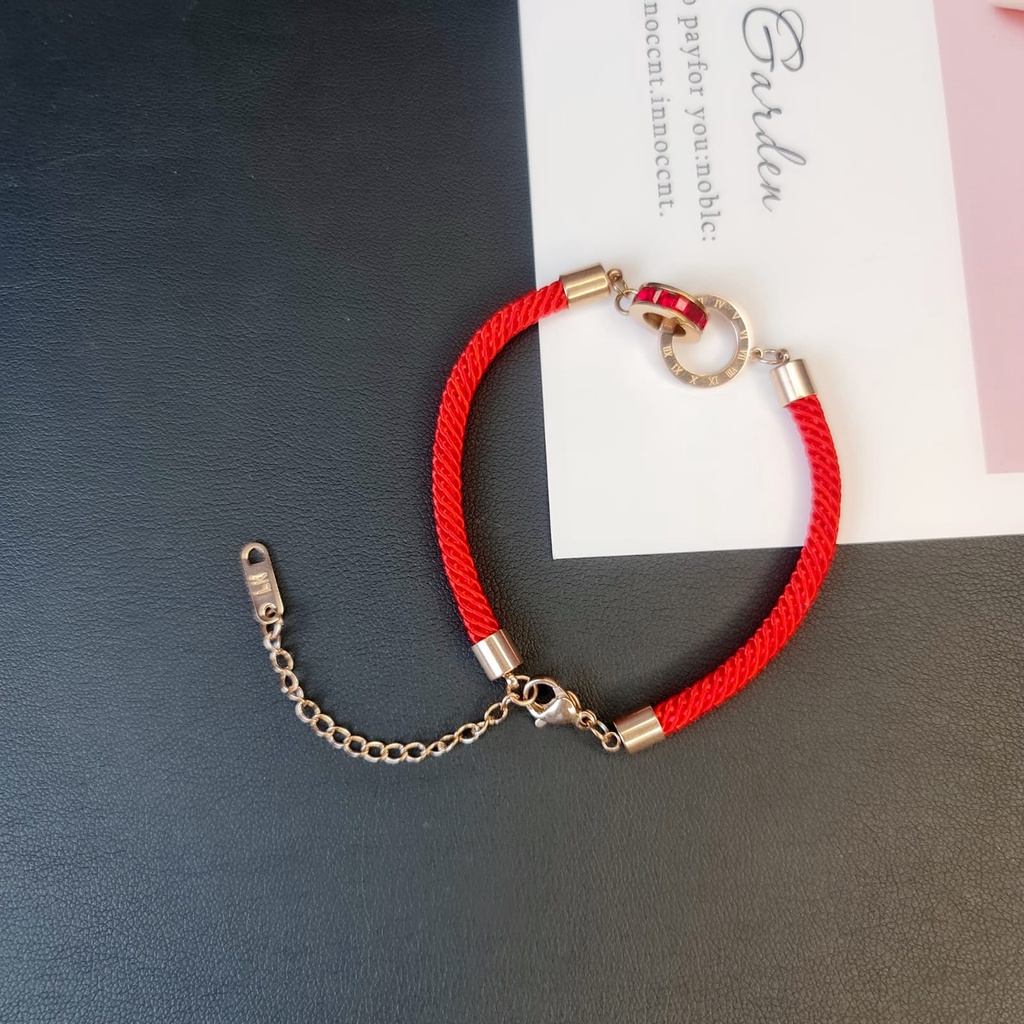 gelang tangan wanita titanium roll tali merah batu merah anti karat