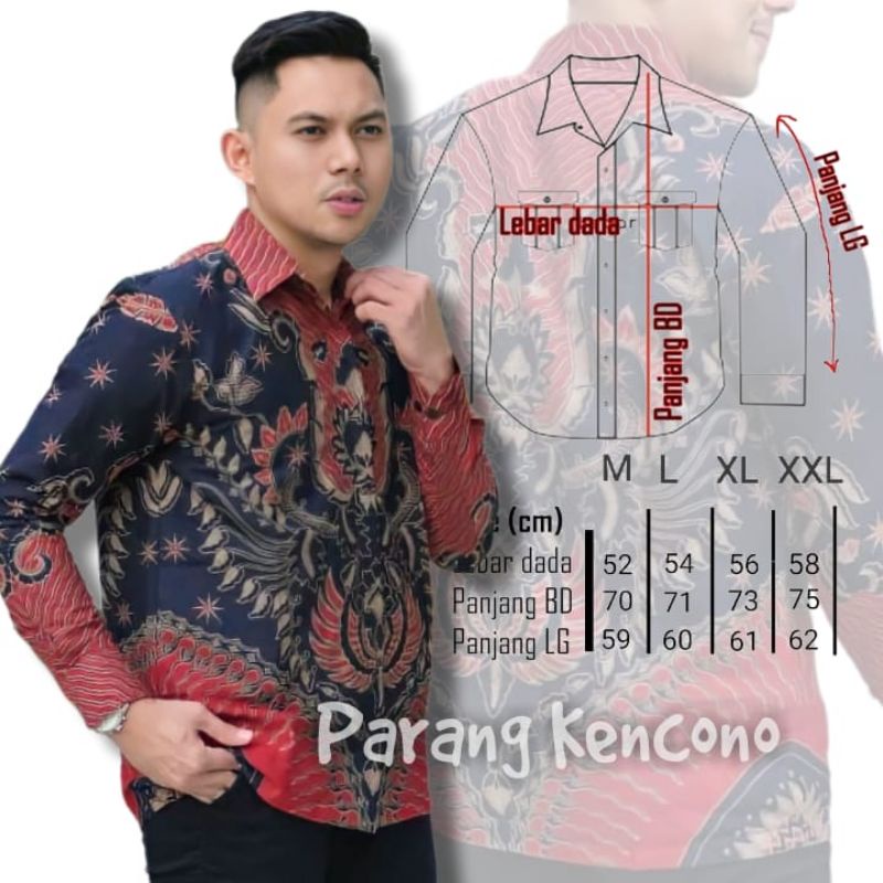 Batik Pria Lengan Panjang BATIK AZMIL HRB026 motif KERATONAN Kode 002 size M L XL XXL