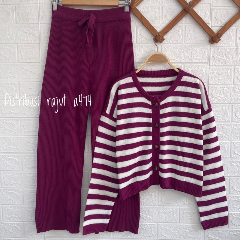 ONESET CARDIGAN BASIC TOP CORLA SETELAN CELANA KULOT