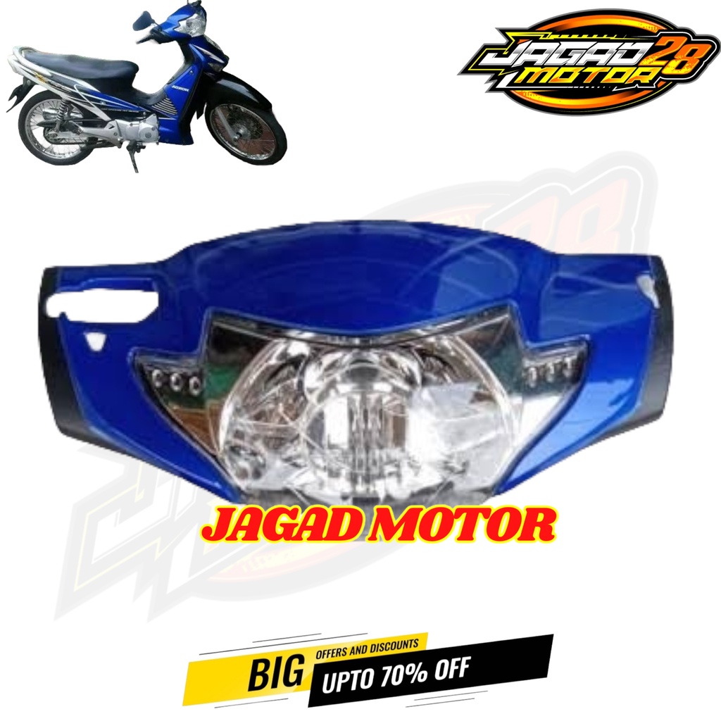 Batok Kepala Depan Plus Lampu Supra X 125 Lama 2005 2006 2007 Biru / Batok Kepala Depan Supra X 125 Lama 2005 2006 2007 Biru Set Lampu Depan / Batok Kepala Depan Supra X 125 Lama 2005-2007 Biru Plus Reflektor Lampu Depan