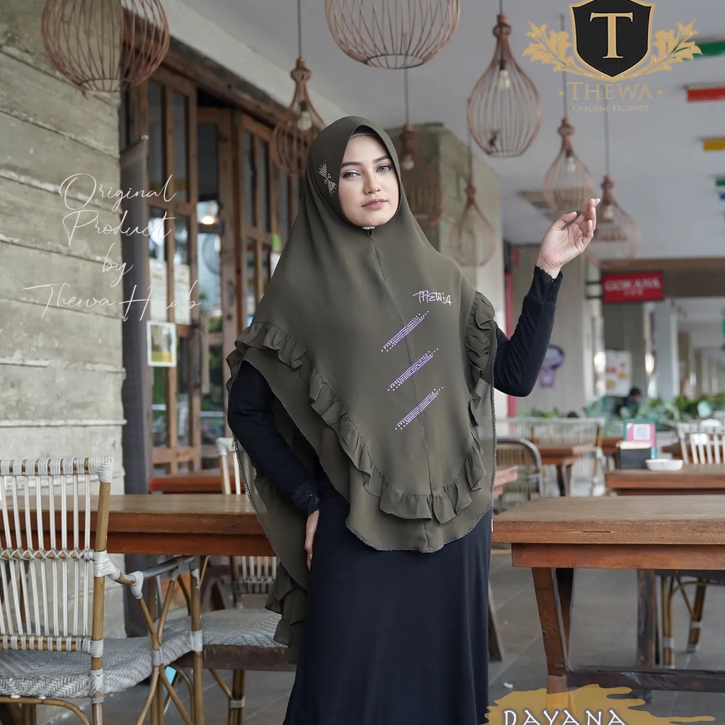 THEWA - Hijab Khimar Dayana Jumbo Lancip 2 Layer Kerudung Ceruty Babydoll