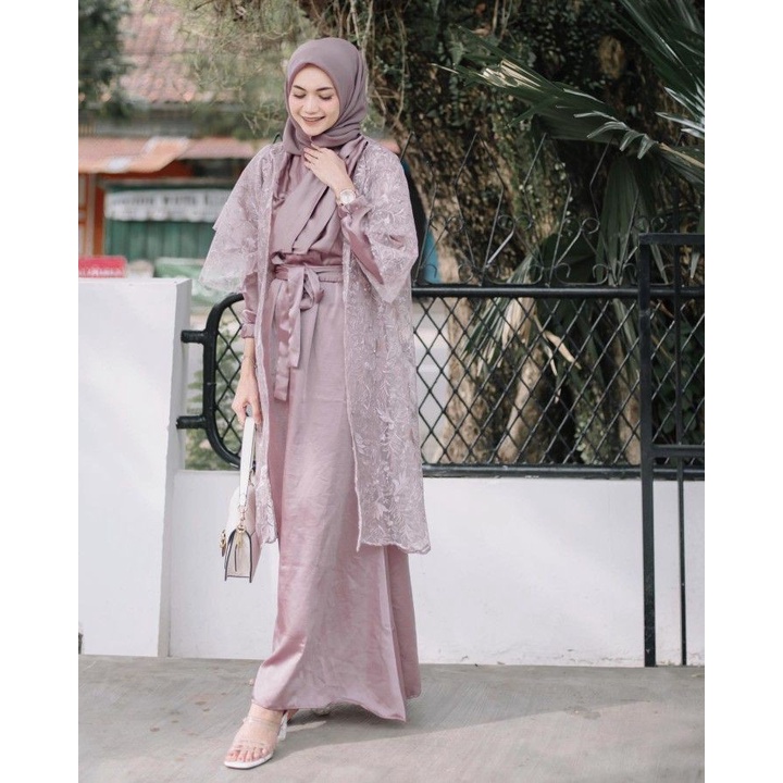Dress Kondangan Outer Brukat Gamis Outer Brukat Dress Mewah Maya Dress Free Jilbab
