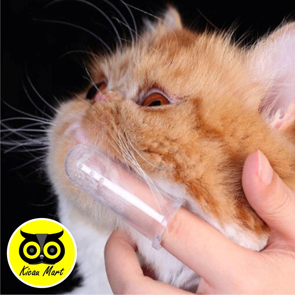 Sikat Gigi Kucing Anjing Sikat Jari Silikon Pembersih Gigi Penghilang Bau Mulut Kucing Anjing Hewan Pet Finger Rubber Toothbrush Cat Dog Grooming