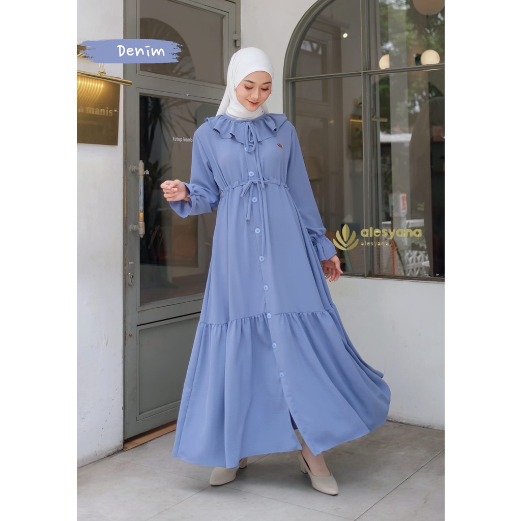 Dress ELNARA ALESYANA long outer model new design terbaru muslimah wanita terkini premium