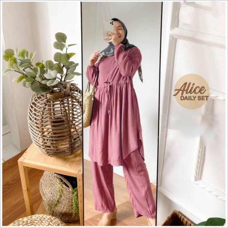 ALICE DAILY SET STELAN CELANA MURAH FIT TO L MUAT SAMPAI XL