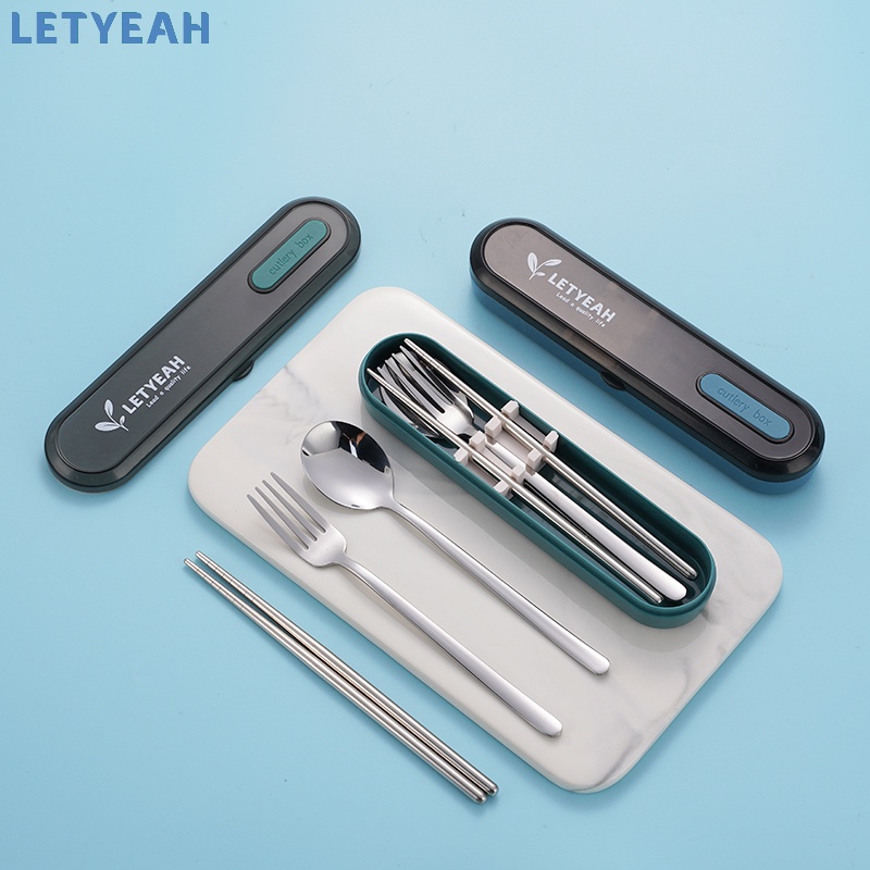 letyeah Cutlery set stainless /sumpit sendok garpu set dengan kotak /alat makan set travel portable