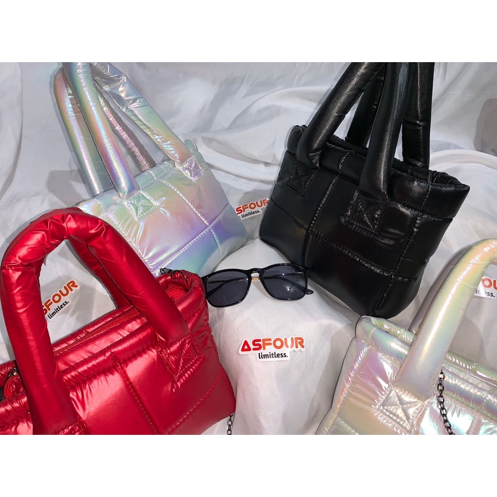 asfour - PUFFY KAREN HOLOGRAM TAS SELEMPANG WANITA Hand bag wanita handbag TAS GELEMBUNG TAS PUFFER