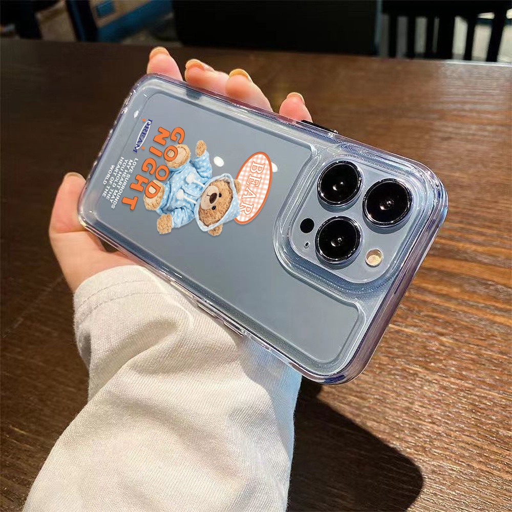 Soft Case TPU Transparan Motif Beruang Untuk iPhone 14 13 12 11 Pro Max XS Max XR X 14 8 7 Plus SE 2020 2022