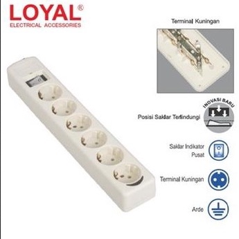 STOP KONTAK MULTI EXTENSION+SAKLAR LOYAL LY23X 4/6 LUBANG 10A/250V