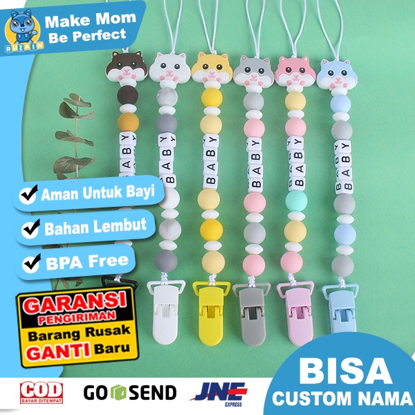 PC 10 | TALI EMPENG DAN TEETHER BISA CUSTOM NAMA | PACIFIER CLIP | TEETHER TALI DOT EMPENG CHAIN GANTUNGAN BAHAN SILIKON AMAN BPA FREE | RUZAIN MALL