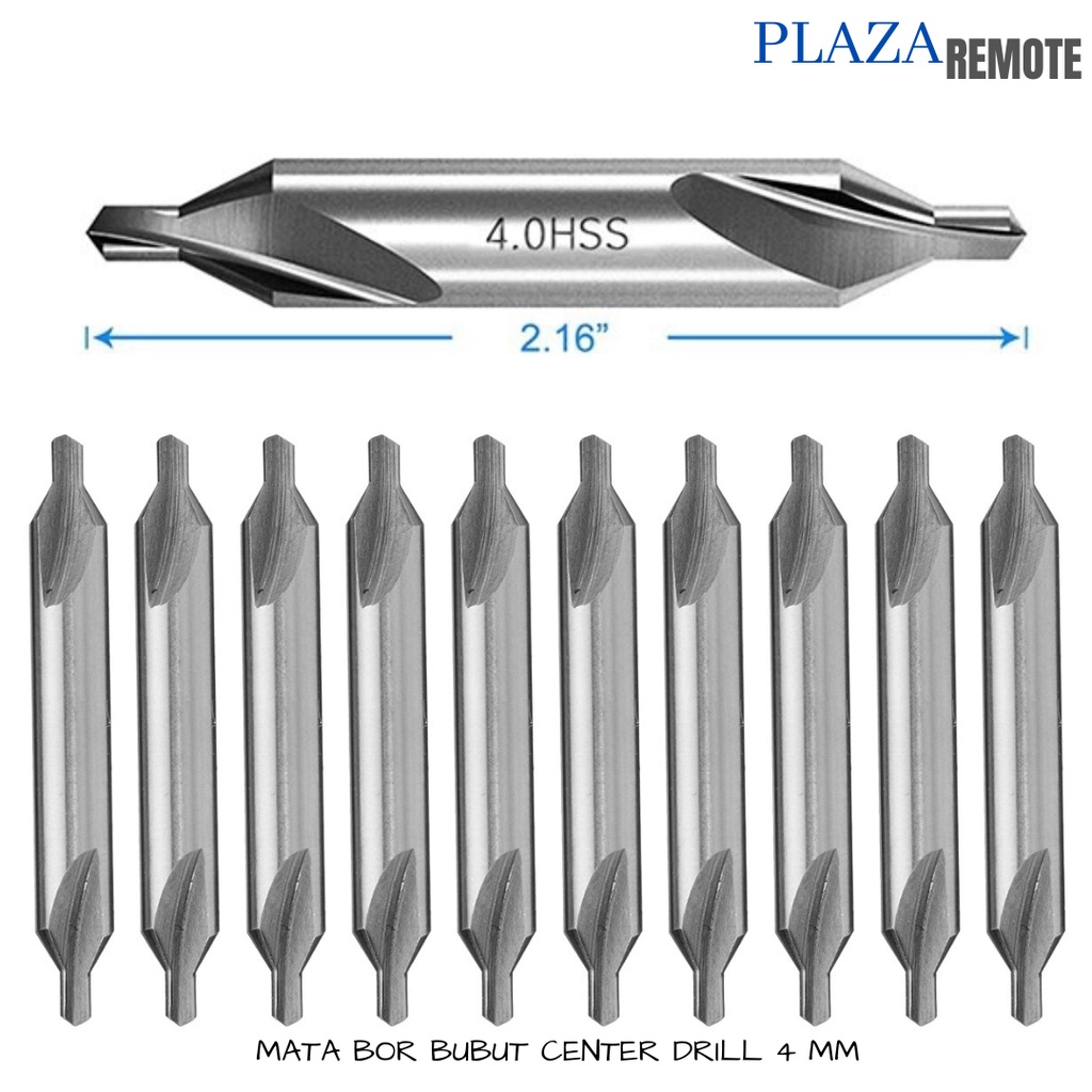 MATA BOR BUBUT HSS CENTER DRILL BIT 60 DERAJAT SET COUNTERSINK PENANDA LOGAM 4MM