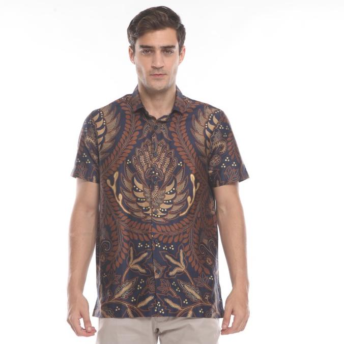 MOC Kemeja Batik Lengan Panjang Pria Slim Fit AAREN-NAVY