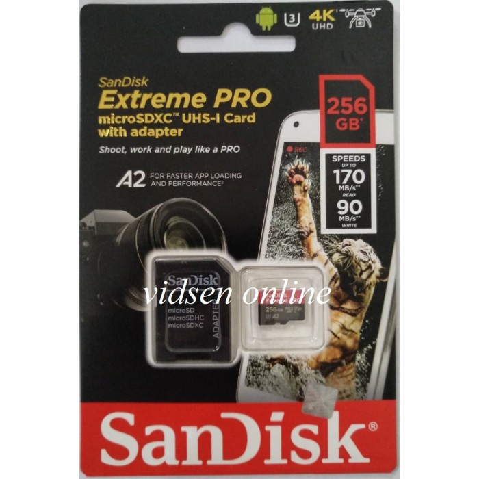 SANDISK EXTREME PRO A2 MICRO SD / MICROSD CARD 256GB UP TO 170MBPS