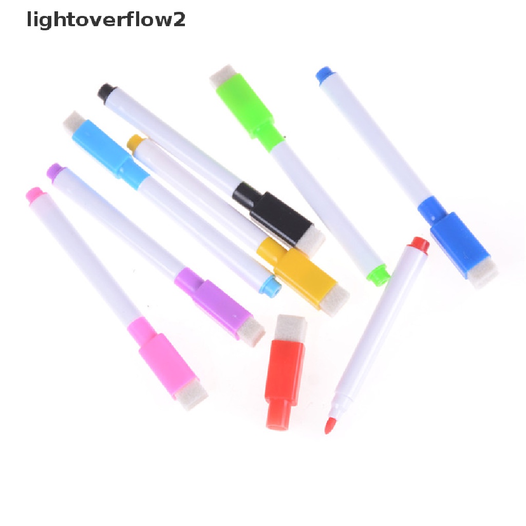 (lightoverflow2) 5pcs / set Spidol Papan Tulis / Jendela Warna-Warni Dengan Penghapus Untuk Kantor