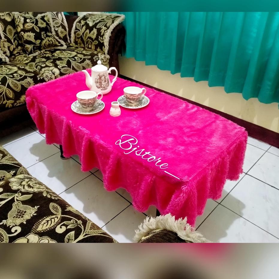 Hot Sale--COD 1 KG 3 SET Taplak Meja Rumbai/Rempel Bulu Rasfur PINK