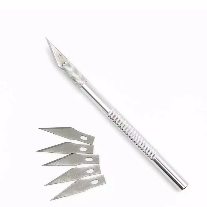 

Pisau Pahat Ukir Kayu Hobby Knife Set 6 pcs Mata Pisau - silver