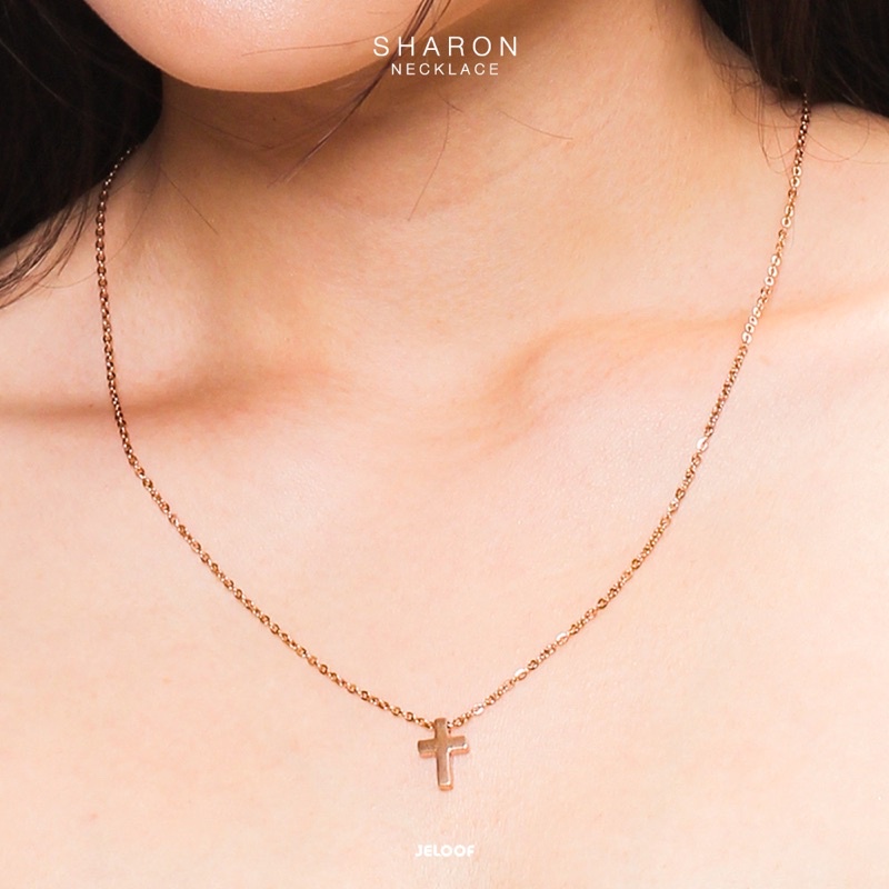 Jeloof Kalung Sharon + Custom Ukir - No COD! | (Termasuk Ukir) Kalung Salib Sharon Titanium Steel