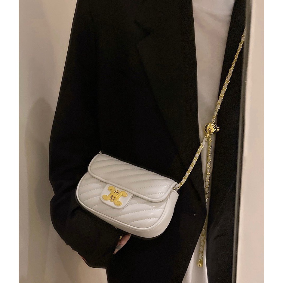 Tas Selempang Kulit Wanita Dompet Hp Cewek Rantai Luxury Mini Bag FT46 18 x 11 x 5.5 cm