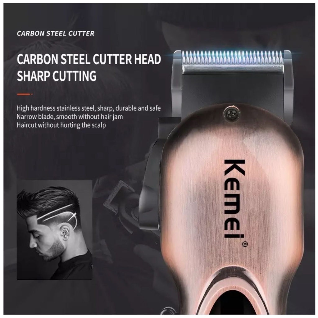 Alat Cukur Rambut KM-6372 Professional Hair Clipper Cordless Mesin Cukuran LCD Orginal Kemei KM 6372