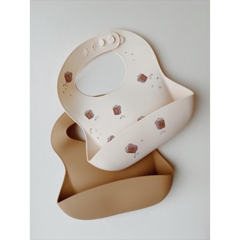 Konges Slojd Silicone Bib 2 Pack - Popcorn/Light Brown