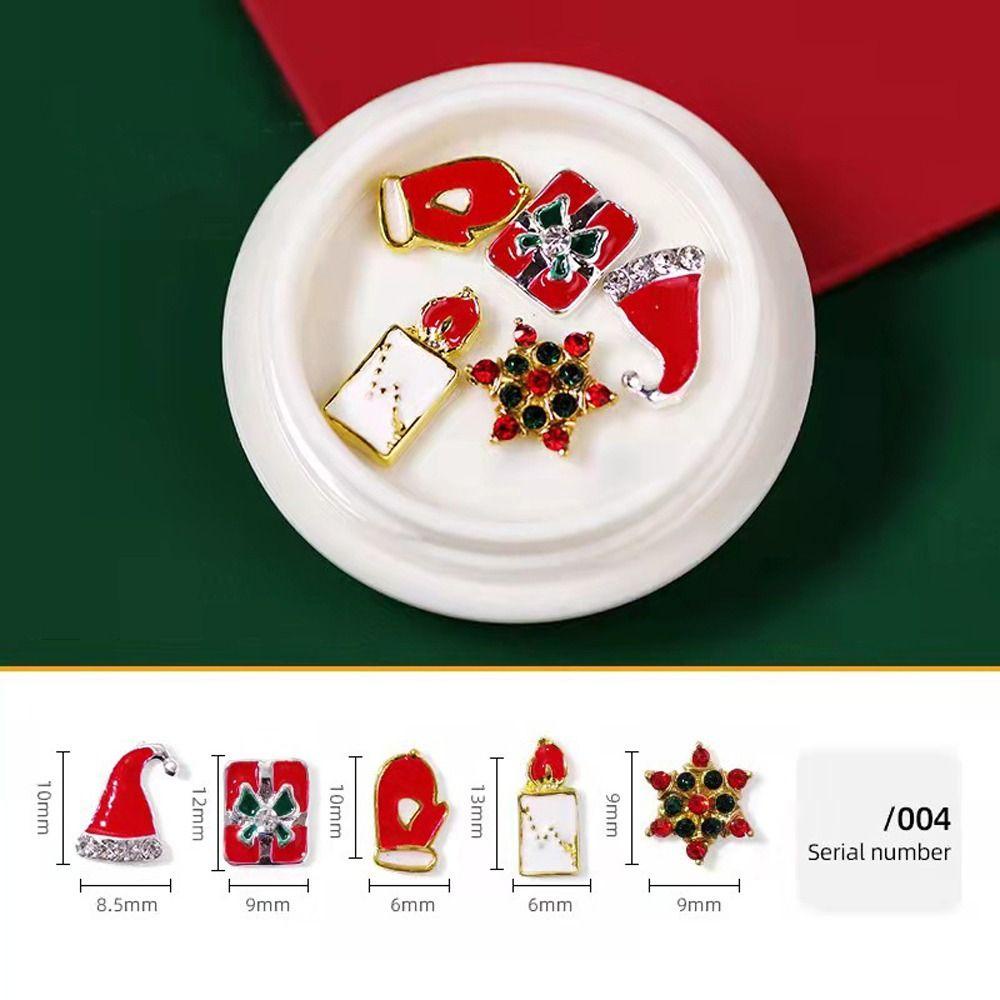 AUGUSTINA Agustinina Natal Dekorasi Nail Art Glitter Fashion Alloy Elk Woman Gift Santa Claus Snowflake Snowman Shiny 3D Rhinestones