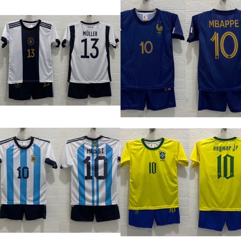 setelan anak timnas argentina brazil jerman perancis messi neymar world cup 2022 kids