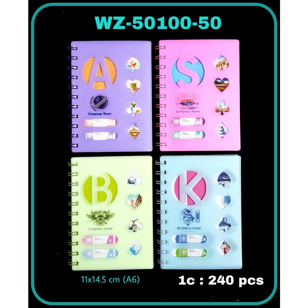 Buku Tulis Spiral / Notebook / Binder Ring Cover Plastik A6 -80