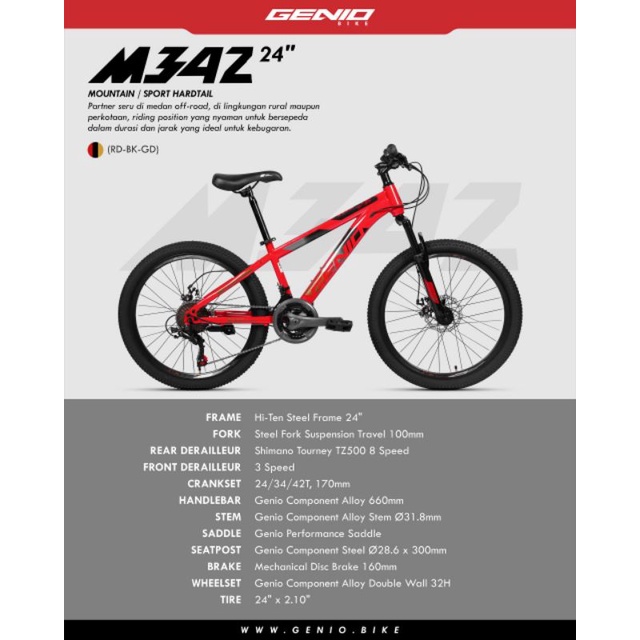 Sepeda Mtb 24 inch Genio M-342 by united