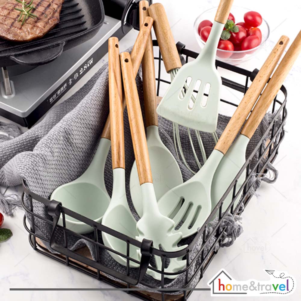 HOVELSHOP Spatula Silicon Utensil Set Sodet Alat Masak Tahan Panas Anti Leleh 12 Pcs