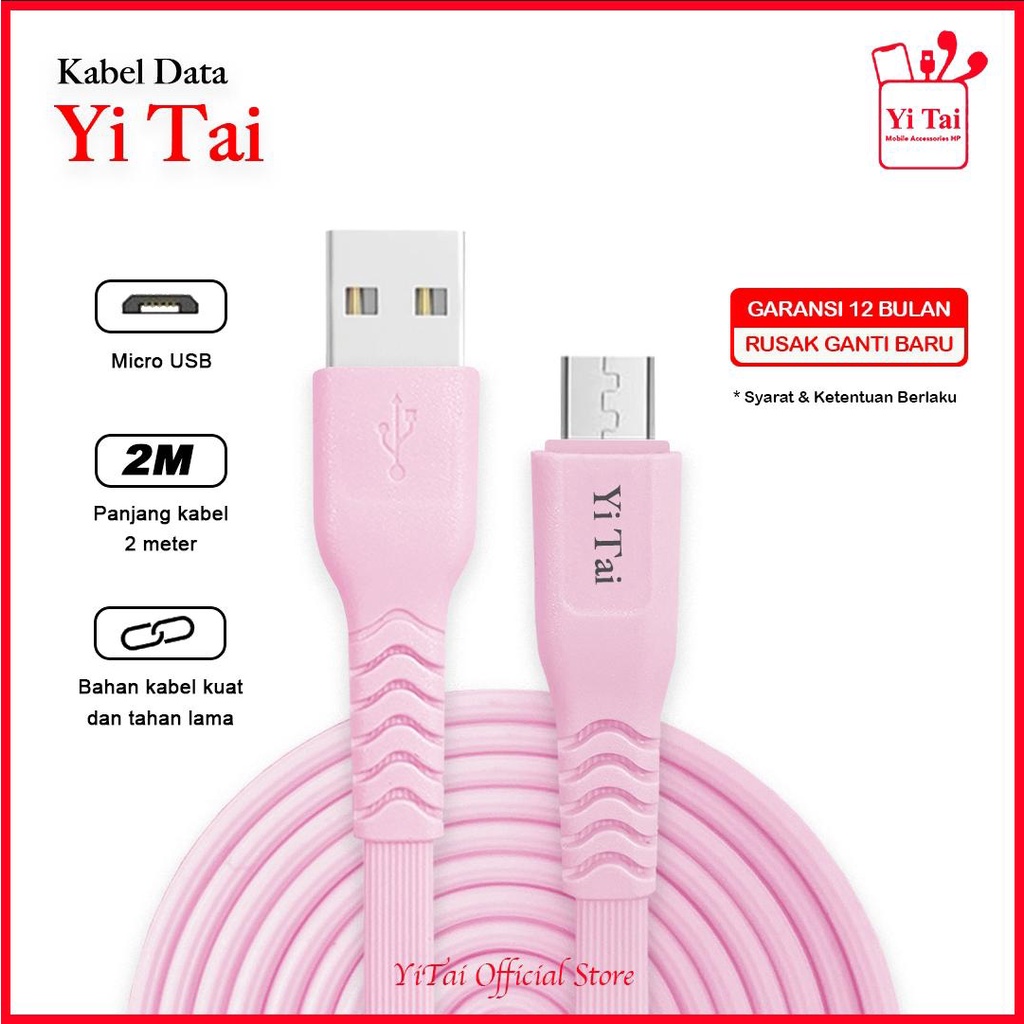 KABEL DATA MICRO USB 2 METER YI TAI FAST CHARGING QUALCOM 3A YT-200 - BC