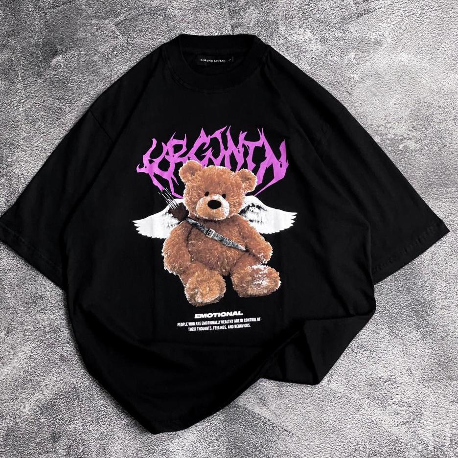 Terpercaya KAOS BEAR OVERSIZE ATASAN PRIA / WANITA PRINT KATUN BISA COD "BEAR BERSAYAP"