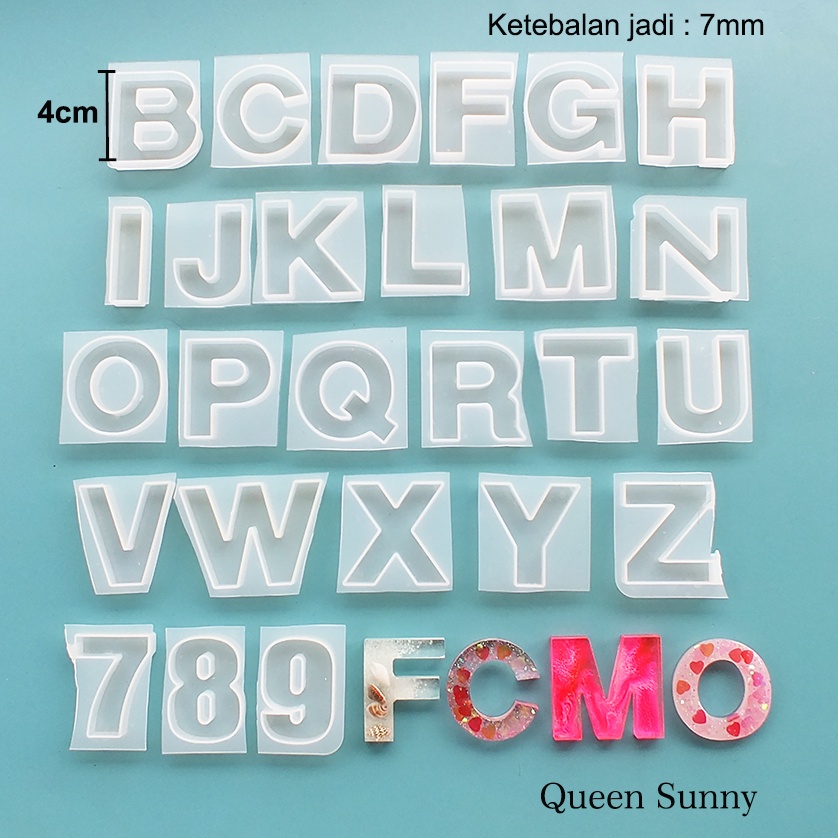1pc Cetakan Huruf SIZE BESAR Alphabet / Angka Pendant Gantungan Kunci Keychain Mold Resin
